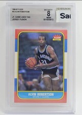 1986-87 Fleer Jersey Fusion Alvin Robertson #92 BGS 8 🏀 Game Used Patch Rookie
