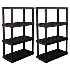 Hyper Tough Garage Shelving Unit Heavy Duty 4-Tier 56"H x 18"D x 36"W 2-Pack Bla