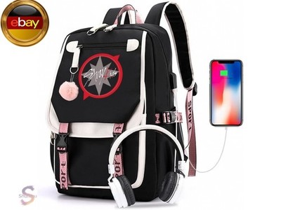 Stray Kids School Backpack Merchandise, Features USB and Audio Cable Interface