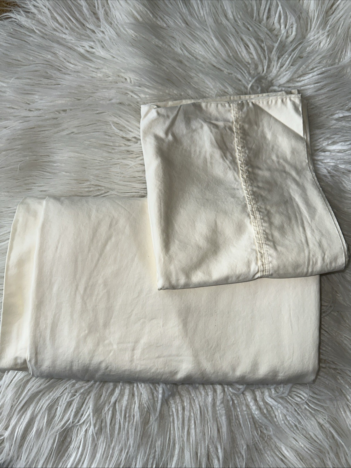 Wamsutta Pima Cotton King Sheet Ivory Cream 625TC, 1 Flat, 1 Pillow Case