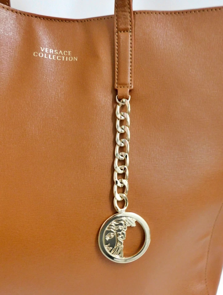 Bolso de Mano Versace Colección Saffiano Marrón Cuero XL Italia Foto 3 de 4