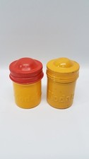 Lot of 2 KODAK Red Lid/Yellow Base  Yellow Embossed Metal Film Roll Containers