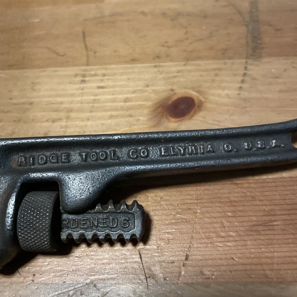 Ridge Tool Co 6” Pipe Wrench Bent Handle Elyria OH USA Vintage Rigid - Image 2 of 4