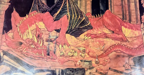 RARE 1984 The Hobbit Poster Michael Hague Smaug Promotional 34x22 LOTR -Original