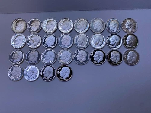 1992 - 2019 S SILVER Proof Roosevelt Dime Set - 28 Dimes