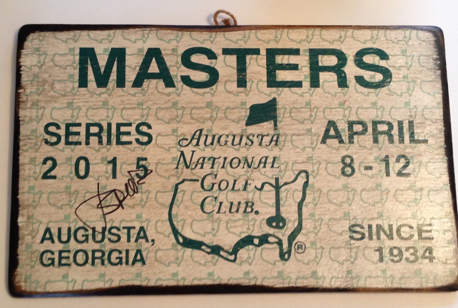 Jordan Spieth Autographed Signed 2015 Masters golf badge rare big wood ticket psa dna loa 