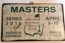 Jordan Spieth signed 2015 Masters golf badge rare big wood ticket psa dna loa