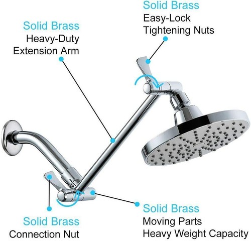 11" Universal Shower Arm Extension Height Adjustable Chrome Arm with Lock Joints - Picture 6 of 12
