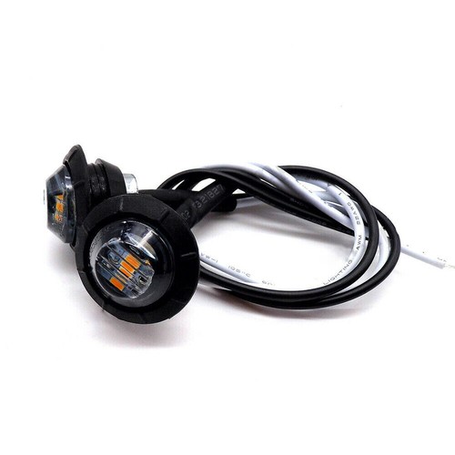 Smoked 3/4" Round LED Clearance Side Marker Light Truck Trailer RV Amber Red - Picture 8 of 14