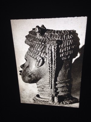 Benin Kola Nut Box-African Nigerian Tribal Art 35mm Slide Bronze Plaque