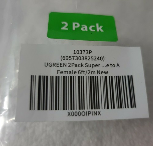 Lot of 5 UGREEN Super E to A Female 6ft/2m (New) - Picture 4 of 4