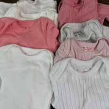Carter's Preemie One Piece 0M Button Short And Long Sleeve Bodysuit Pink Lot