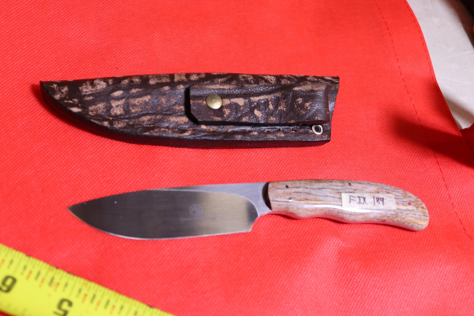 ARNO BERNARD CUSTOM FIXED BLADE KNIFE NICE HANDLE W/ SHEATH *VERY NICE