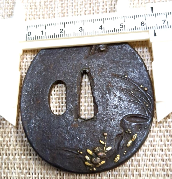 High quality Tsuba Japanese Sword Guard of Iron EDO Period From JAPAN Rare JP Foto 4 de 4