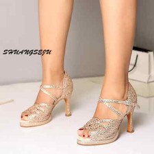 Women high heels 10cm Latin dance shoes Waterproof platform Party Footwear