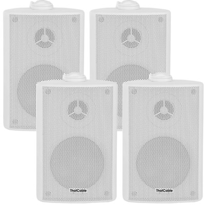 4x 5,25'' 90 W Weiß Outdoor Nennbar Garten Wand Lautsprecher Wandmontage 8 Ohm & 100 V