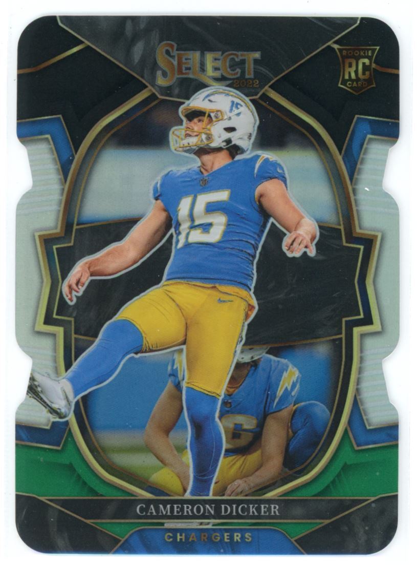2022 Panini Select Black & Green Prizm Die-Cut Cameron Dicker RC Chargers #16