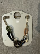 M&S Marks And Spencer’s Statement Resin Link Cream Brown Necklace NEW