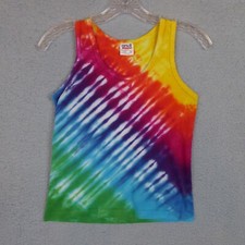 Vintage Tye Die Tank Top Youth Medium Rainbow Single Stitch USA Made Anvil