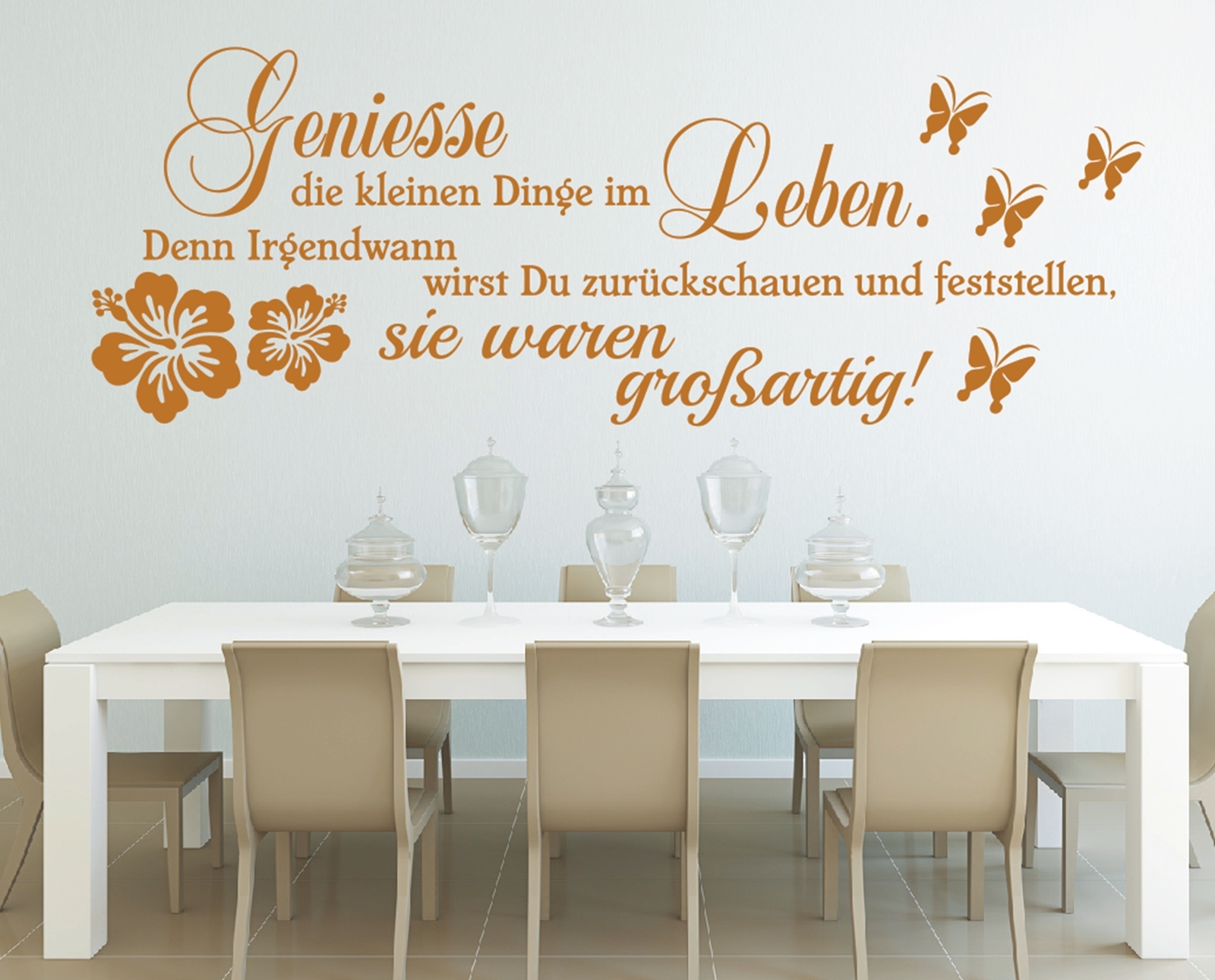 Leben Wandtattoo Geniesse die kleinen Dinge im Wandaufkleber Sprüche Wanddeko