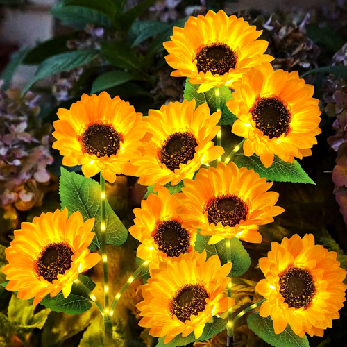 KOOPER Solar Lights Outdoor Garden Decor - Upgraded 3 Pack with 9 Sunflower Ligh