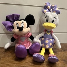W Miniature Minnie Mouse and Daisy Duck Plush flower heart music pink purple