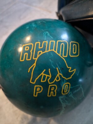 Brunswick Teal Rhino Pro Bowling Ball With Original Vintage Brunswick Teal Rhino Pro Bowling Ball With Original Vintage