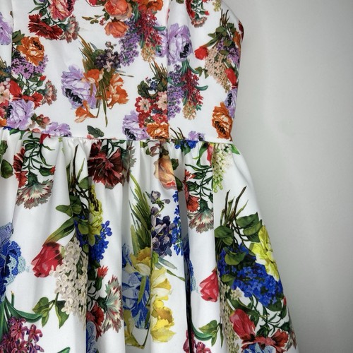 ASOS Design Dress Size 8 White Multi Garden Floral Puffball Bubble Hem Prom - Picture 4 of 15