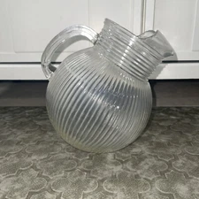 Vintage Hazel-Atlas Tilted Clear Ball Vertical Ribbed 96 oz Water Pitcher