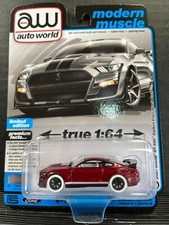 1/64 AUTO WORLD 2021 FORD MUSTANGE SHELBY GT-500 CARBON FIBER RUBY RED CHASE CAR