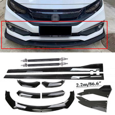 Front Bumper Lip Splitter Spoiler Side Skirt For Honda Civic 2016-2021 Glossy