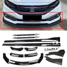 Front Bumper Lip Splitter Spoiler Side Skirt For Honda Civic 2016-2021 Glossy