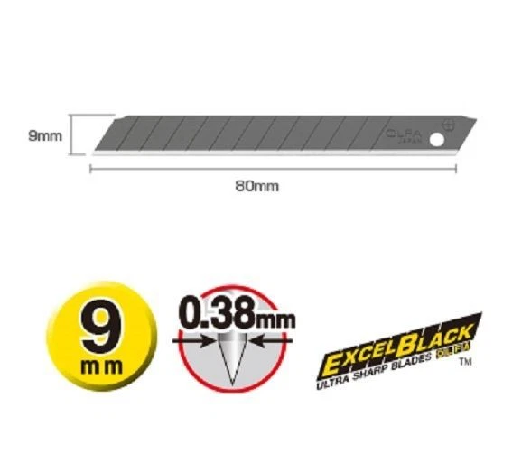 Hoja negra de repuesto OLFA 9 mm BB50K o BB10K (ABB-50 o ABB-10B) 50 o 10 hojas Foto 2 de 4