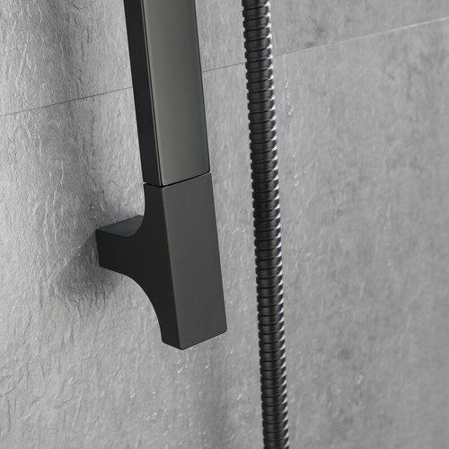 Set maniglione barra scorrevole 28" con soffione doccia portatile rettangolare e tubo 59" - Foto 12 di 16