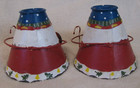 Vintage Christmas Cone-shaped Santa Metal Candle Holders Set Of 2 w/drums — photo 2