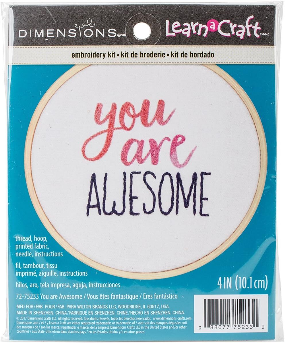 Dimensions 'You Are Awesome' Inspirational Craft Mini Embroidery Kit for Beginne