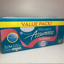 Assurance Women's Underwear Incontinence & Postpartum, S/M, (60 Count) ~ NEW Box