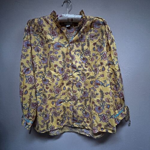 Sundance Damen Ashton Floral Drape Top Fledermausärmel Boho gelb Größe Medium