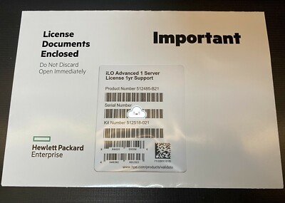 HPE iLO Advanced 1 Server License for iLO 5 512485-B21 512518-021