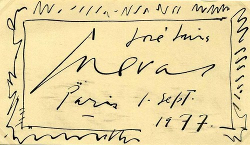 MURALISM MOVEMENT ARTIST Jose Luis Cuevas autograph, signed card mounted - Picture 2 of 2