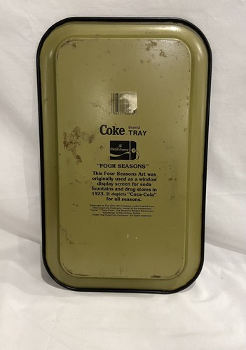 Coca Cola Tin Tray 9 x 14 Four Seasons 1923 Soda Advertisement Repro 1990 - Picture 2 of 3
