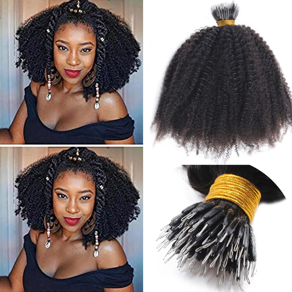 Afro Kinky Curly Nano Ring Human Hair extension Micro Nano Ring I Tip Hair  100g | eBay