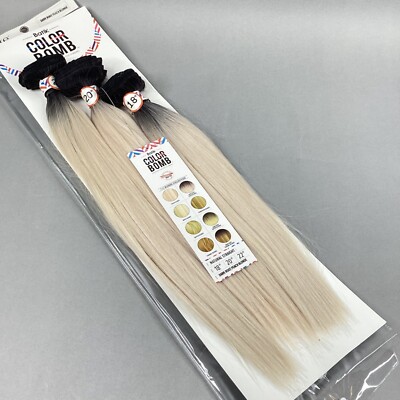 Color Bomb Dark Root Peach Blonde Straight 18-22  Synthetic Hair Bundles