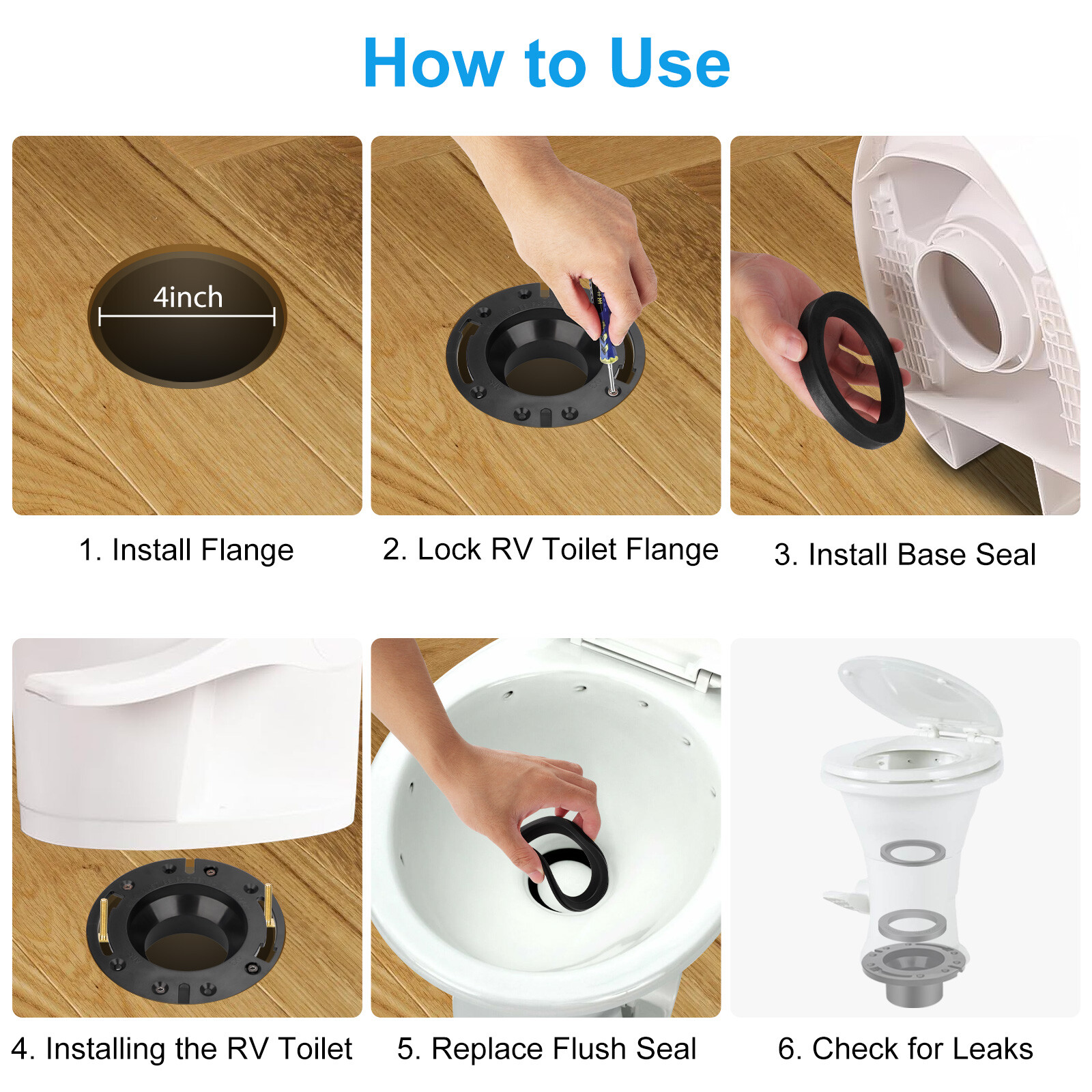 RV Toilet Seal & Flange for Dometic 300 310 320 Toilet Flush Ball & Base Gasket