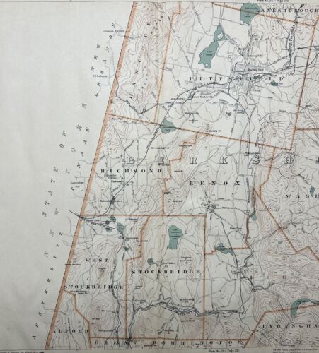 Original 1904 Map,Pittsfield,Stockbridge,Washington,Lee,Richmond, Lenox,Mass,MA - Picture 4 of 10