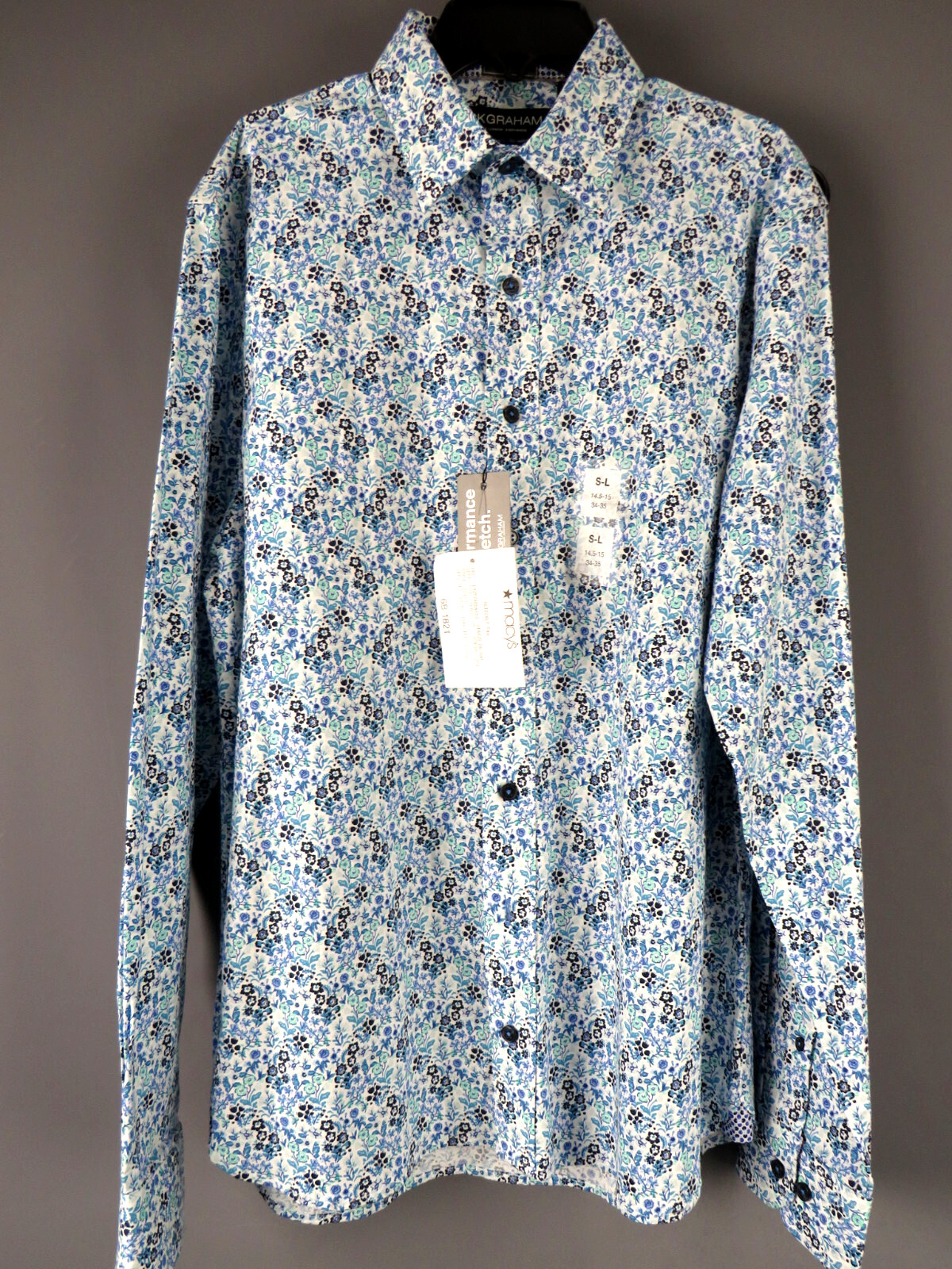 Рубашка-стрейч с цветочным принтом Nick Graham Modern-Fit размер S-L 145-15 6B 1821 НОВИНКА 4690₽