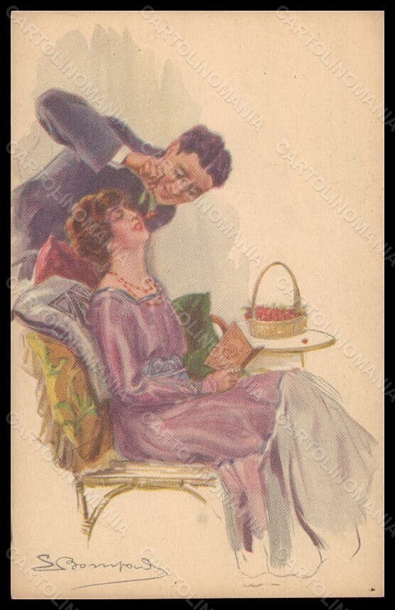 Artist Signed Bompard Romantic Couple Lady serie 960-2 postcard VK6400