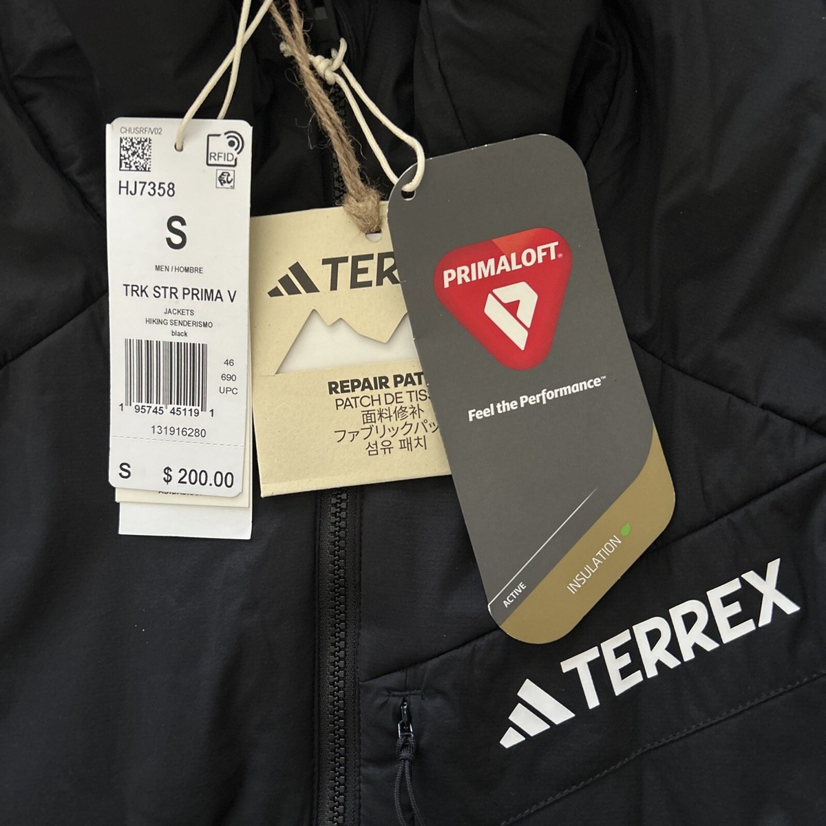 Adidas Terrex Techrock Stretch Primaloft Vest Black Men's Size