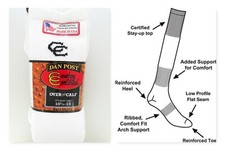 Dan Post 2-Pack Cowboy Certified Over The Calf Men's Boot Socks Size 10 1/2-13