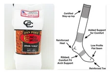 Dan Post 2-Pack Cowboy Certified Over The Calf Men's Boot Socks Size 10 1/2-13